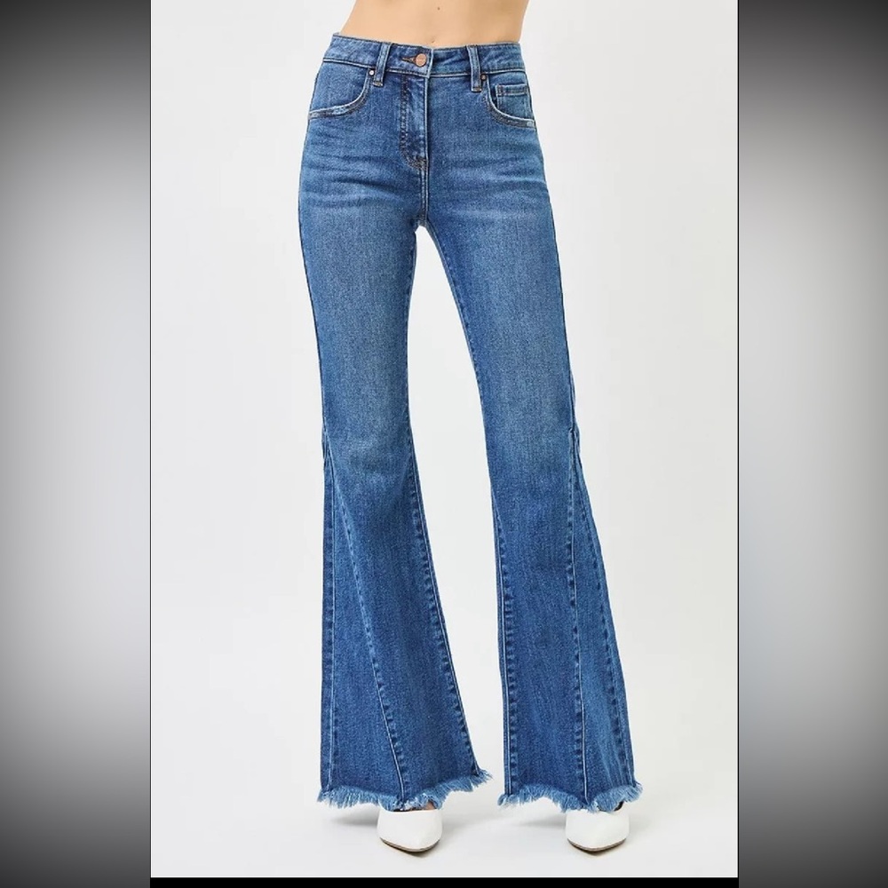 RISEN Mid Rise Flare Side Seam Detailing Jeans - Picture 2 of 6